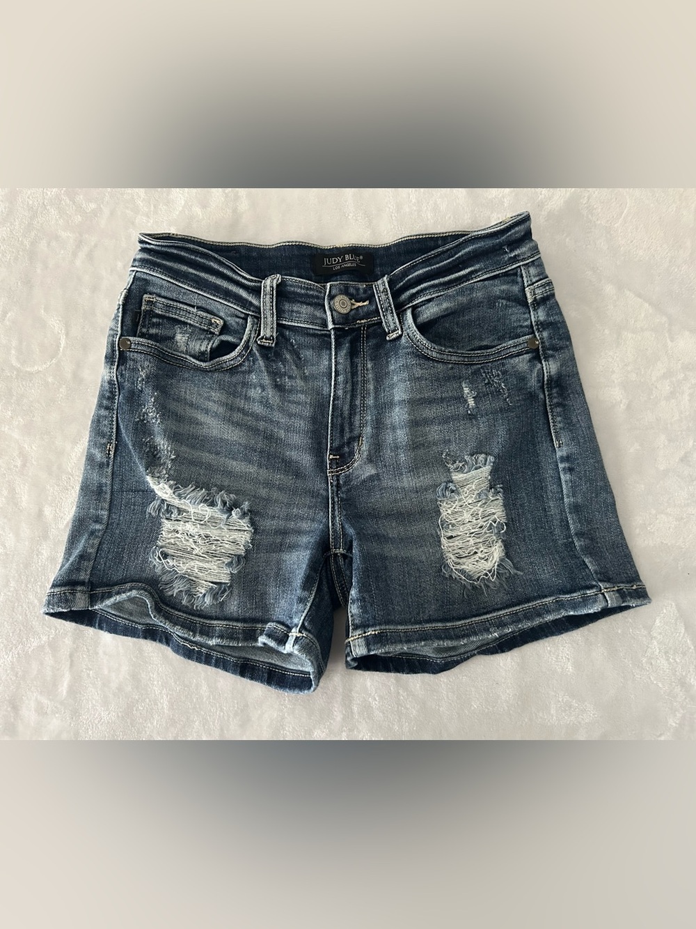 Judy Blue Women's Small Distressed Stretch Denim Shorts Blue Style JB 15208MD
